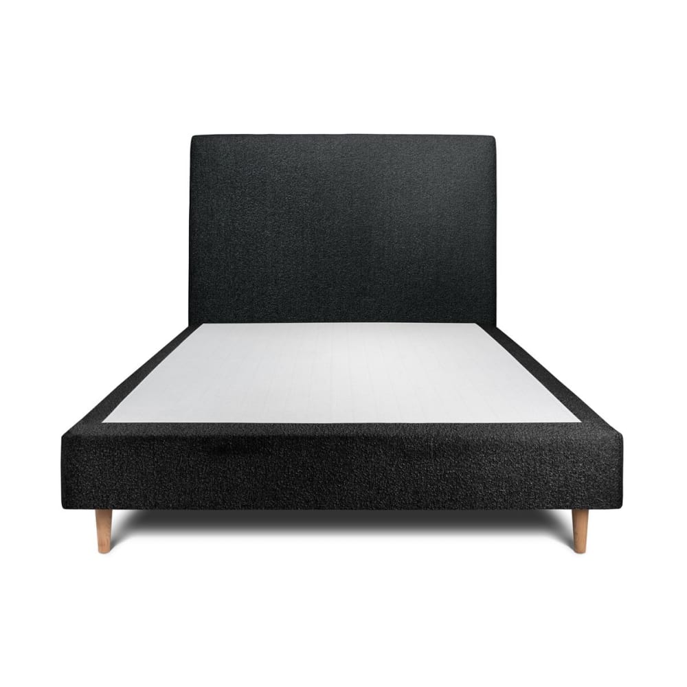 Lit avec tête de lit bouclette et sommier tapissier  Noir 140x200