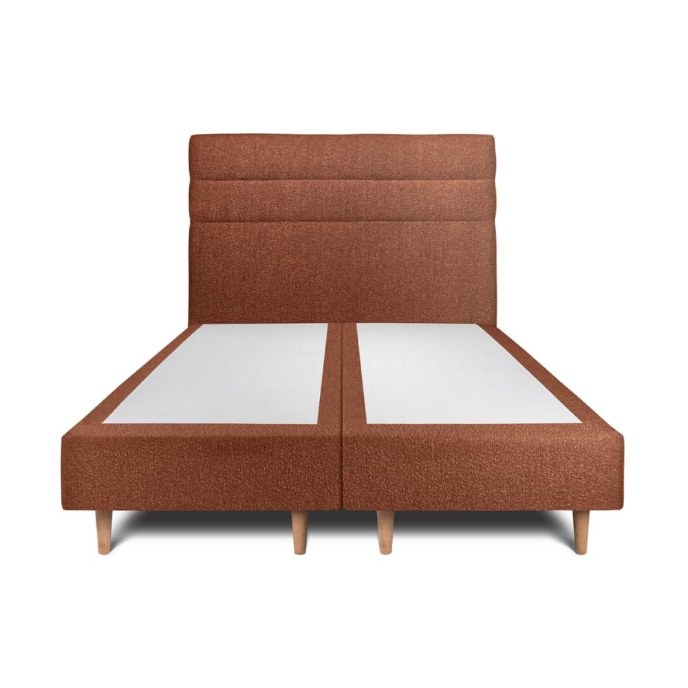 Lit avec tête de lit lignes bouclette et sommier tapissier  Terracotta