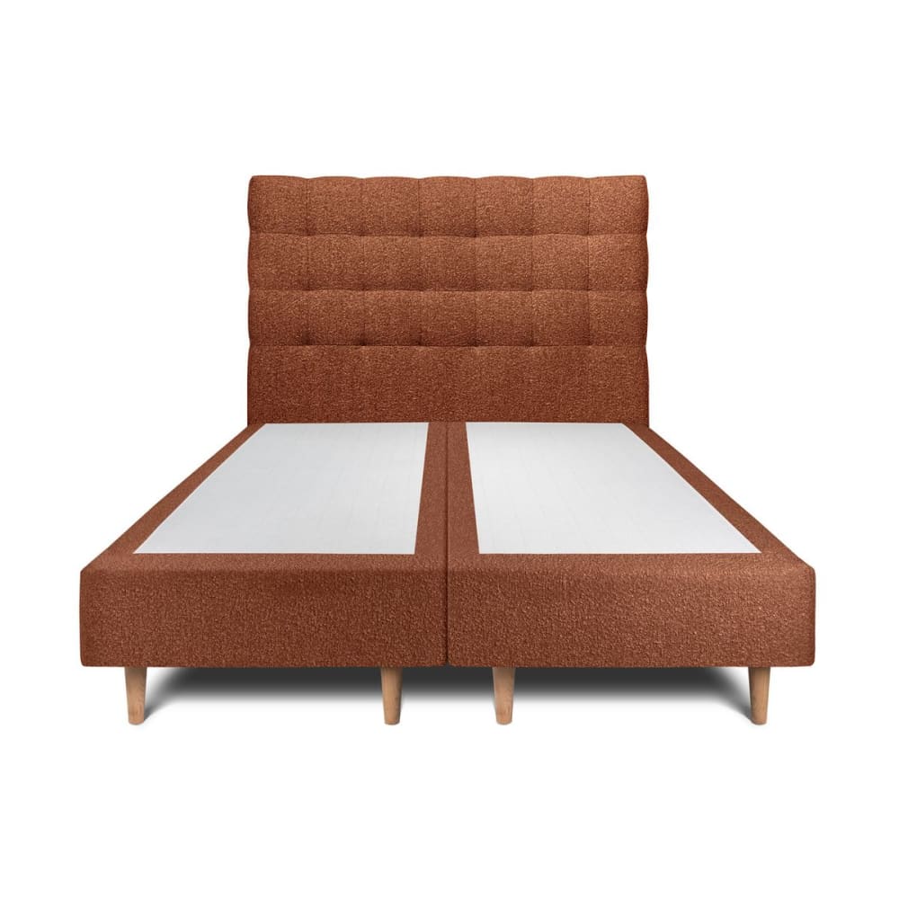 Lit avec tête de lit capitonnée et sommier tapissier  Terracotta 2x80x
