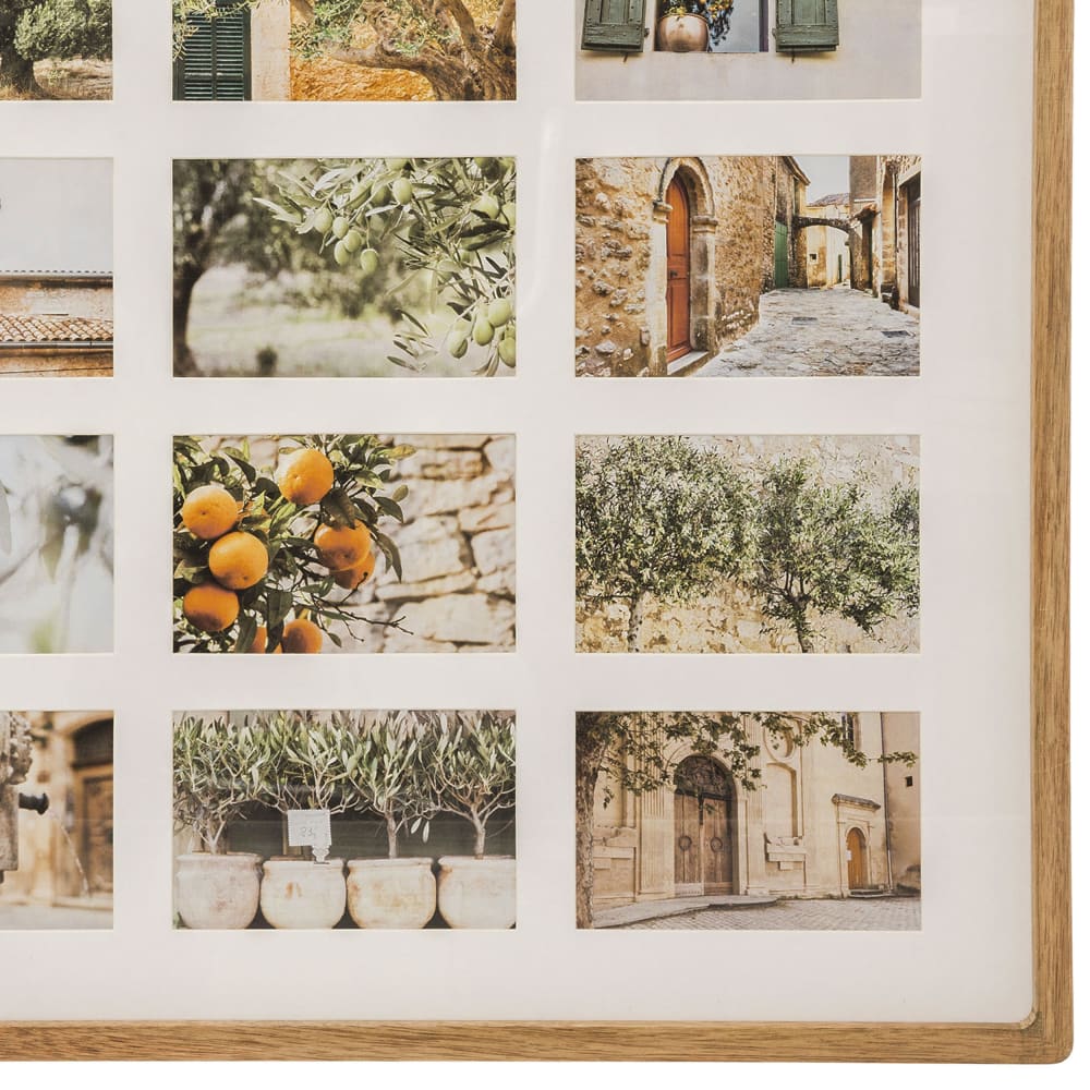 Cadre photo pêle-mêle bois de manguier 12 photos 59.2x1.8x53.8cm