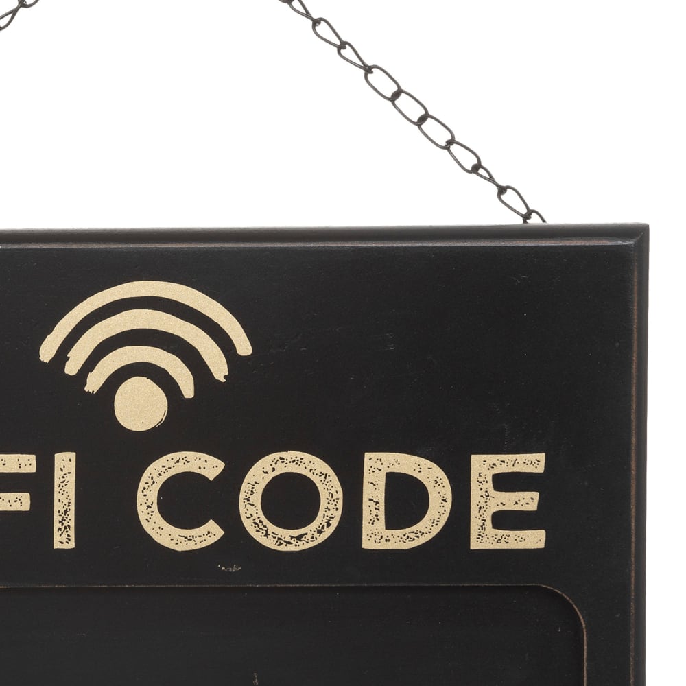 Plaque signalétique en bois noir code wifi 35x22x2.4cm — vue 4