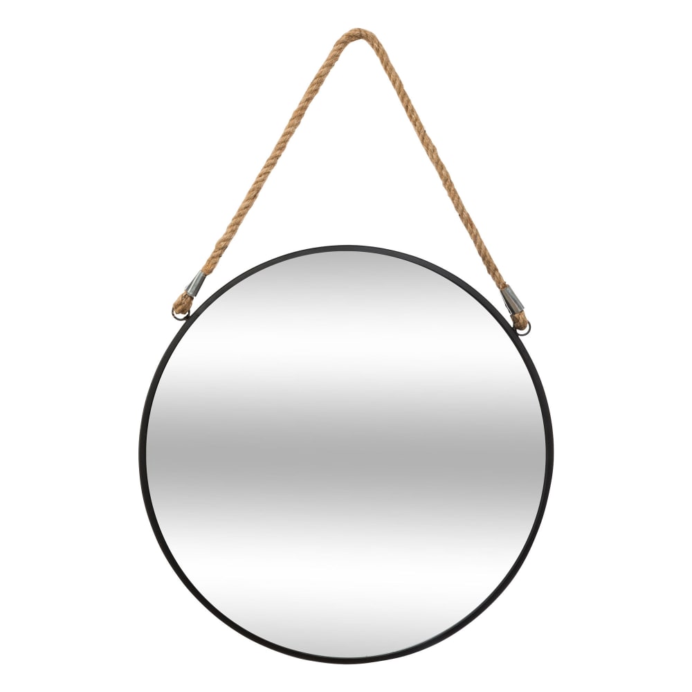 Miroir rond métal noir et corde diamètre 38cm