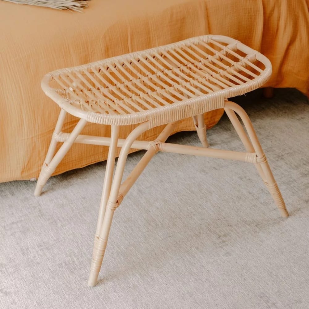 Petit banc en rotin naturel 60x64x40