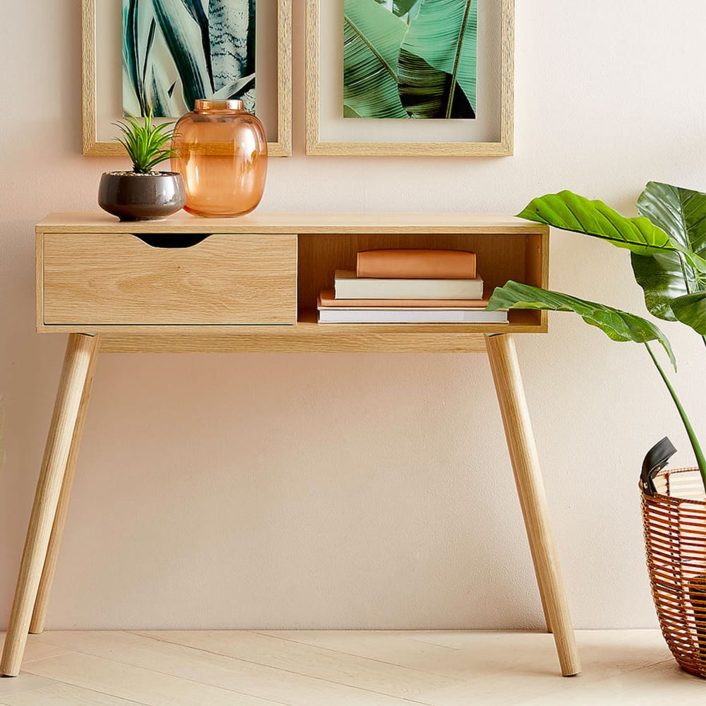 Console d'entrée en bois 1 casier et 1 tiroir 80x30x72cm