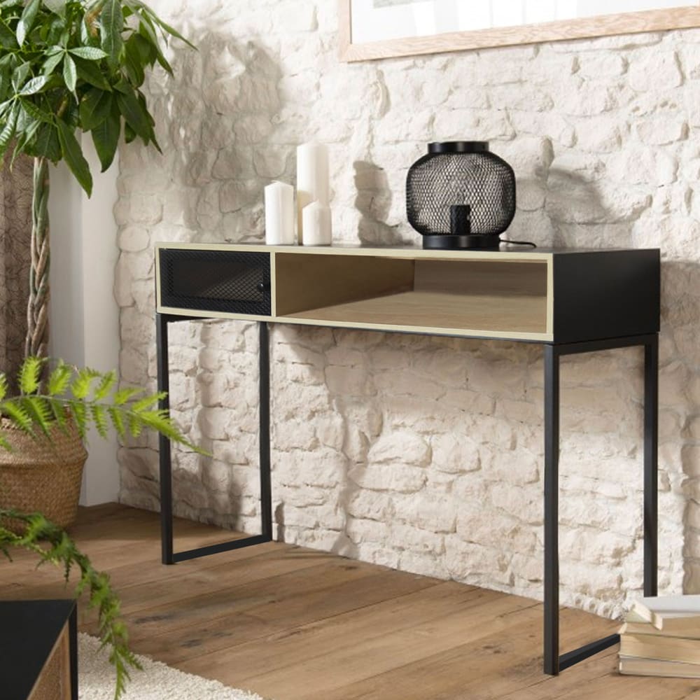 Console d'entrée en bois et métal noir 120x39.5x75cm - Maisons du Monde