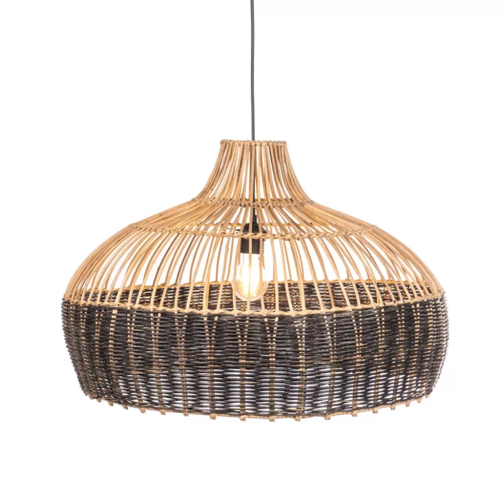 Grande suspension noire en rotin 60x60x40