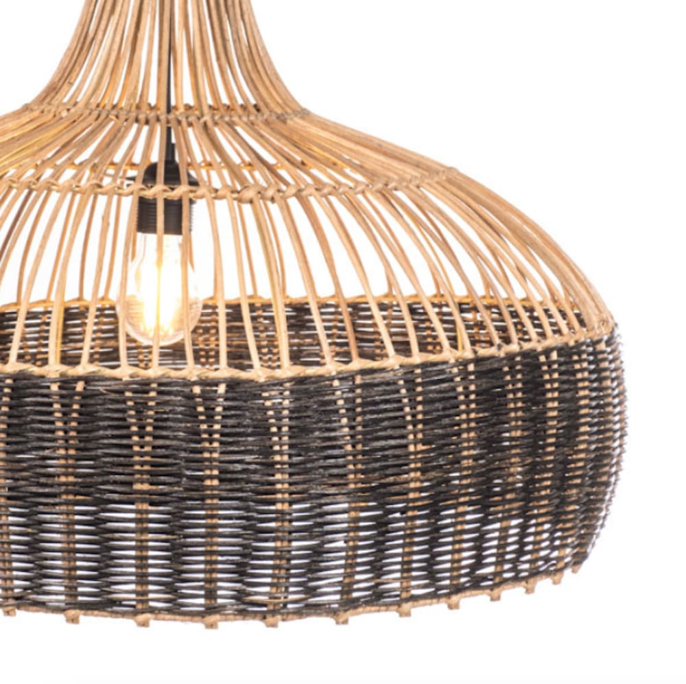 Grande suspension noire en rotin 60x60x40