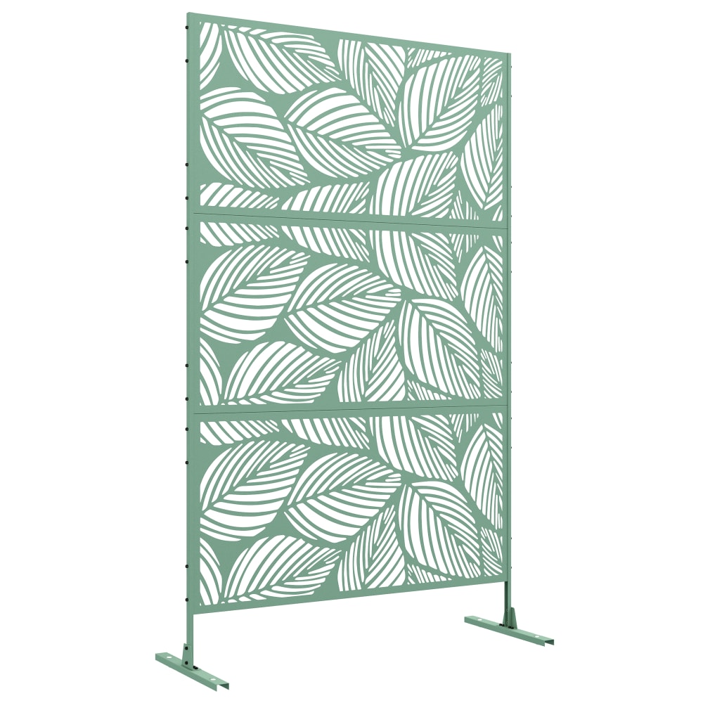Panneau brise vue décoratif paravent motif végétal métal vert