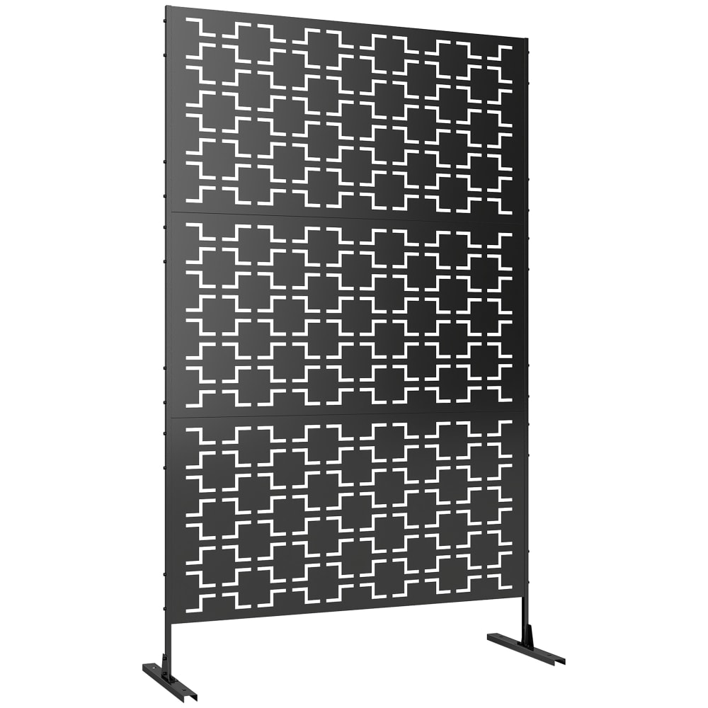 Panneau extérieur décoratif motif géométrique ajouré métal noir