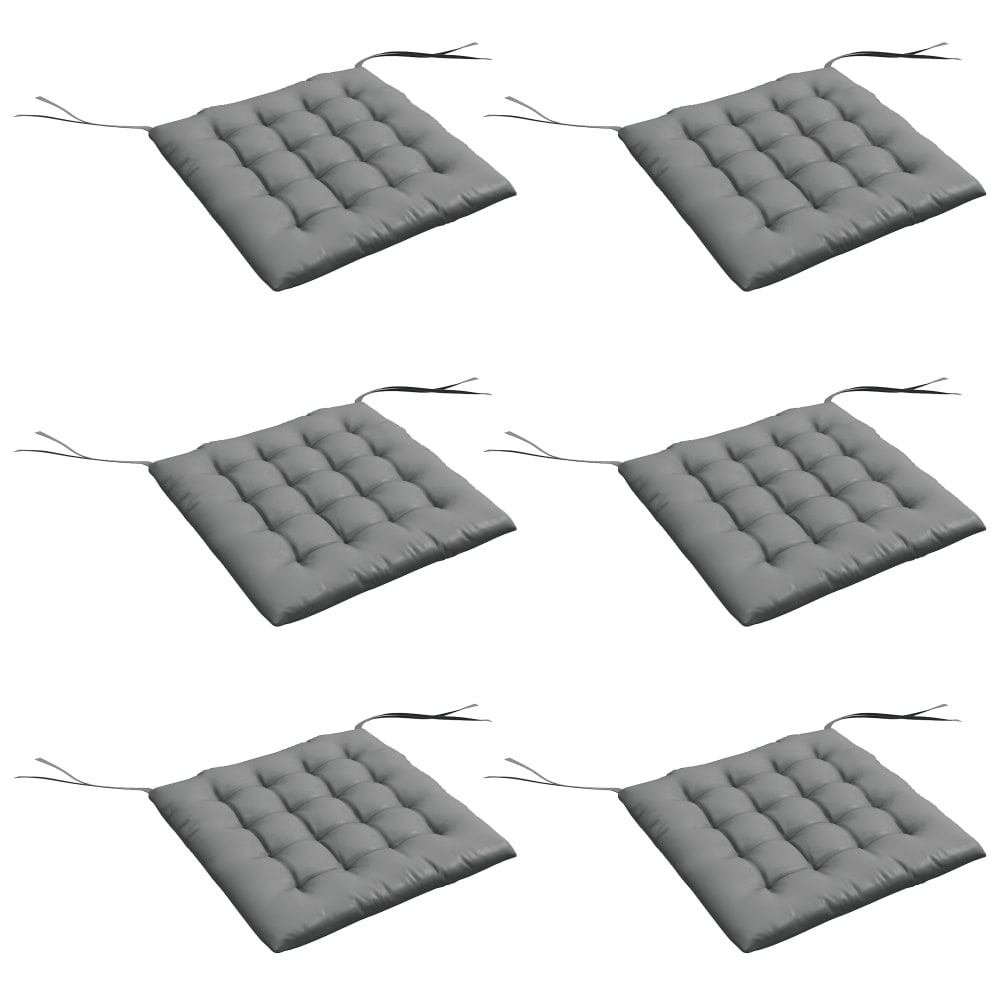 Lot de 6 coussins de chaises de jardin avec attaches gris