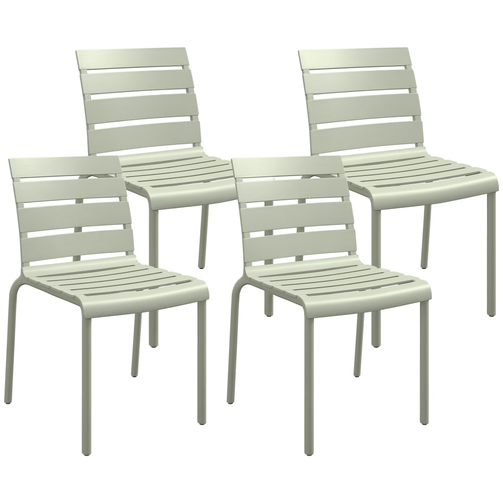 Lot de 4 chaises de jardin empilables assise dossier lattes vert