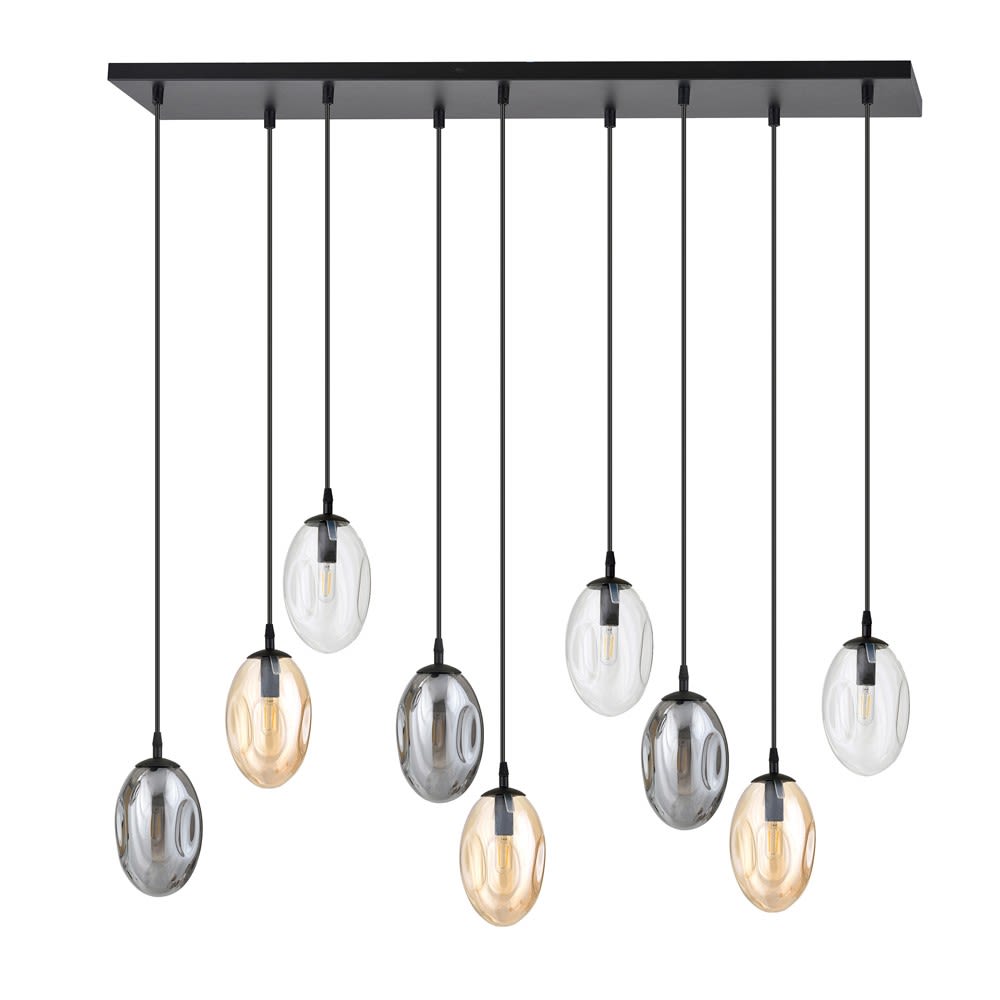 Wonderlamp Hängeleuchte mit 9 mehrfarbigen Glaskugeln 100 cm style modern - Kristall