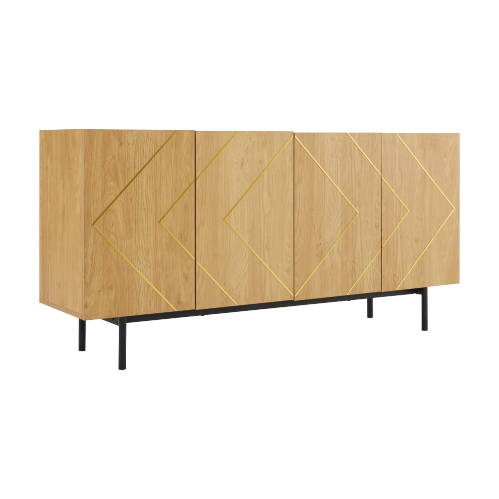 Urban Meuble Konsolentisch aus hellem Holz mit goldenen geometrischen Mustern style modern Beige Spanplatte