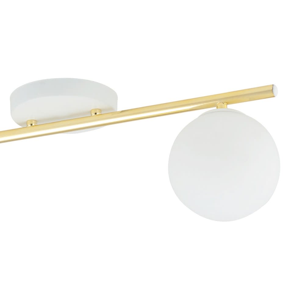 Plafonnier linéaire élégante blanche et dorée avec 3 sphères — vue 4
