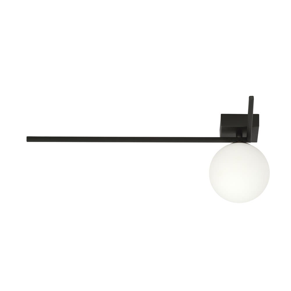 Wonderlamp Deckenleuchte mit L-förmiger Struktur und Glaskugel style modern Schwarz Metall