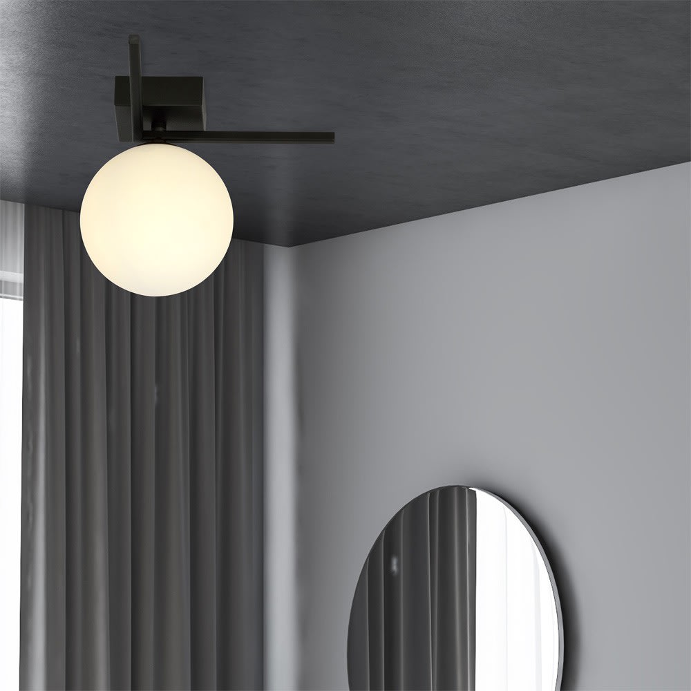 Plafonnier à structure irrégulière et 1 sphère en verre — vue 3