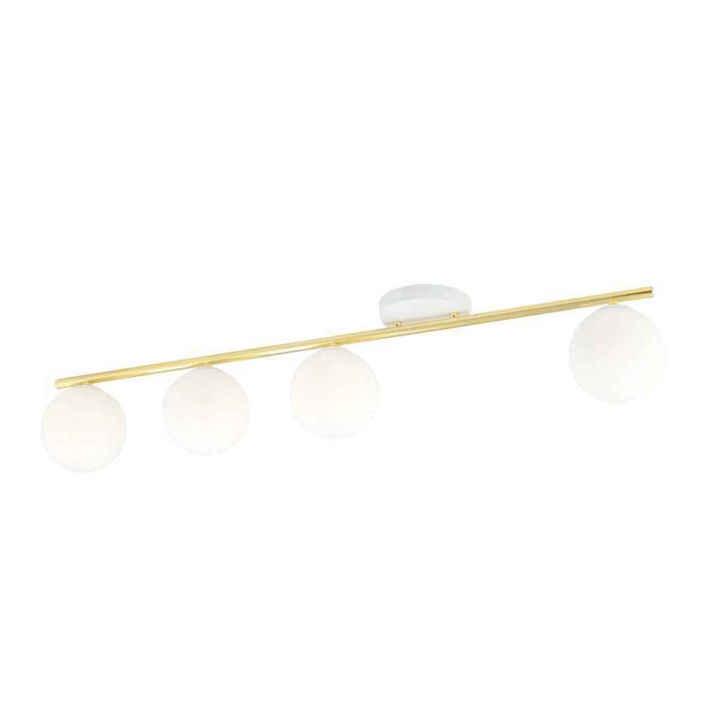 Wonderlamp Linearer Deckenstreifen in Weiß und Gold mit 4 weißen Kugeln style modern - Metall