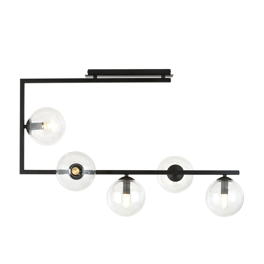 Wonderlamp Deckenleuchte im modernen Stil mit 5 transparenten Kugeln style modern Schwarz Stahl