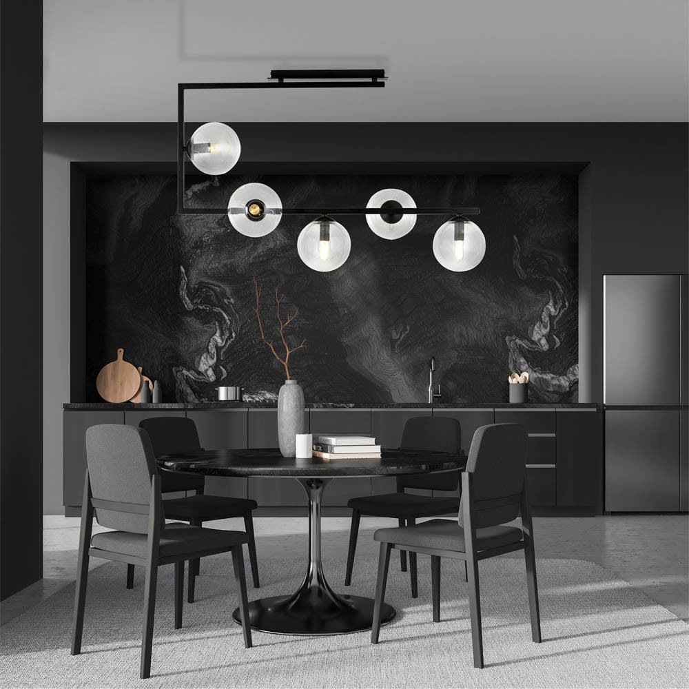 Plafonnier de style moderne avec 5 sphères transparentes — vue 3
