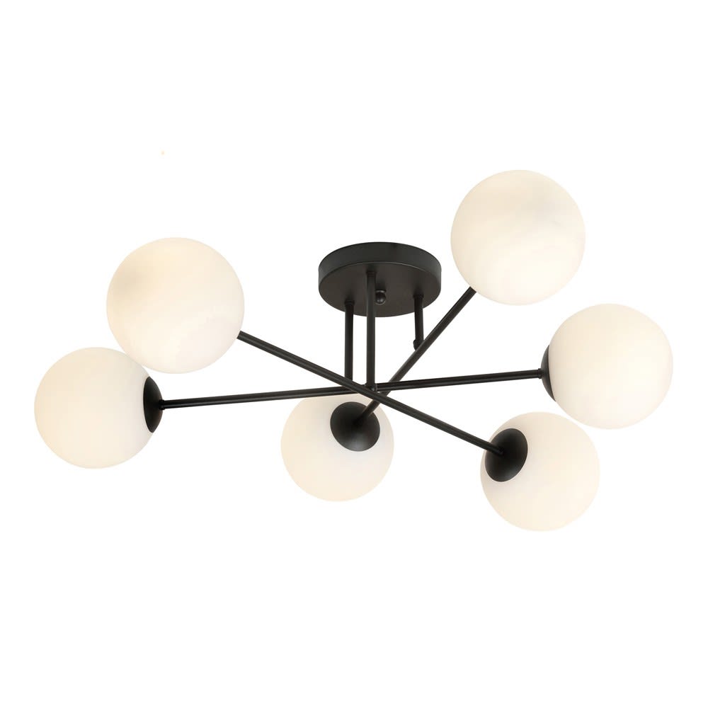 Plafonnier de style nordique avec 6 sphères en verre blanc — vue 4