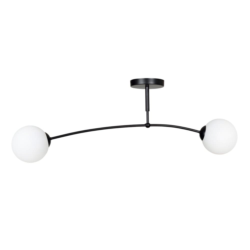 plafon de techo estilo minimalista negro con 2 esferas de cristal