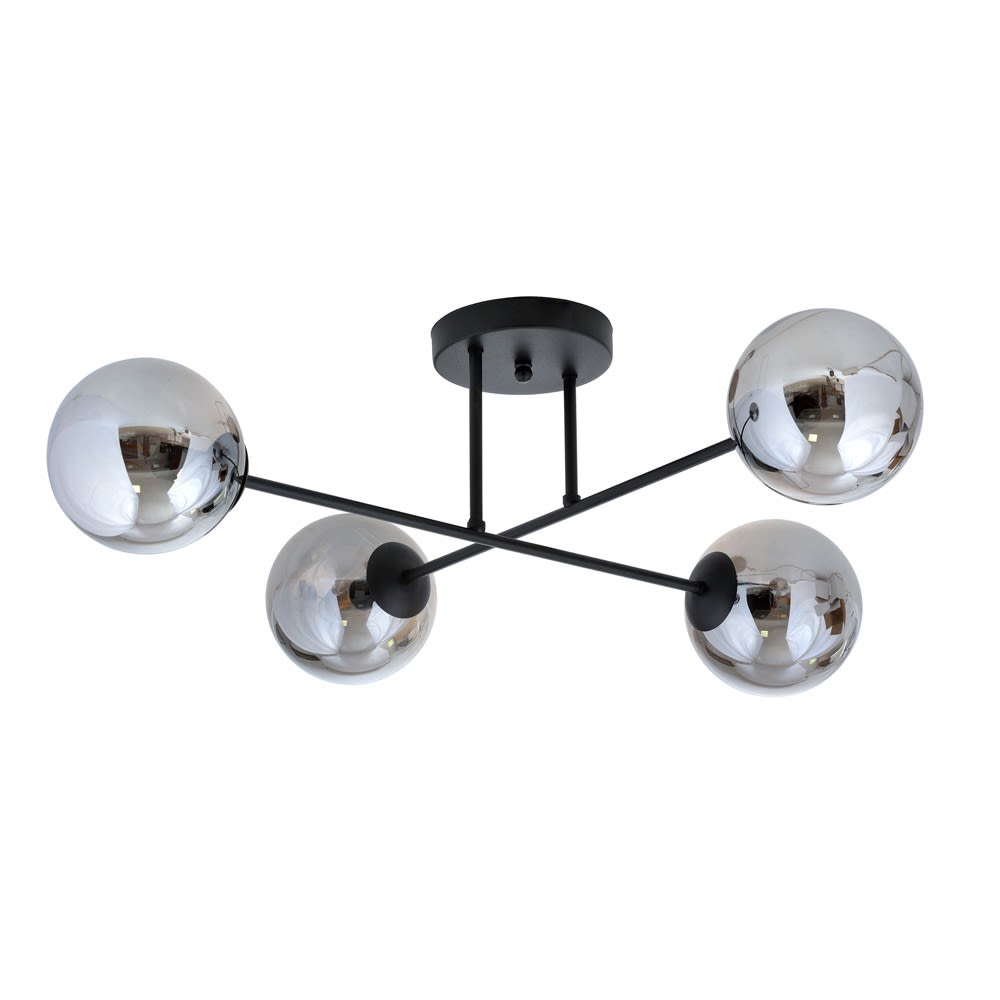 Plafonnier avec barres métalliques et 4 sphères grises — vue 4