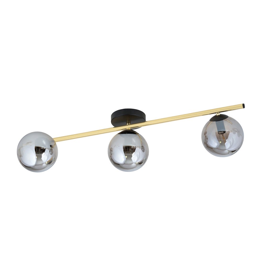 Wonderlamp Deckenleuchte im nordischen Stil in Schwarz und Gold + 3 Spiegelkugeln style modern Schwarz Metall