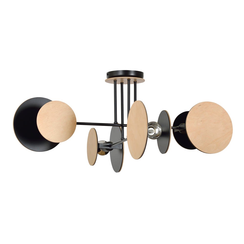 Plafonnier de style nordique avec 8 pièces noires et bois