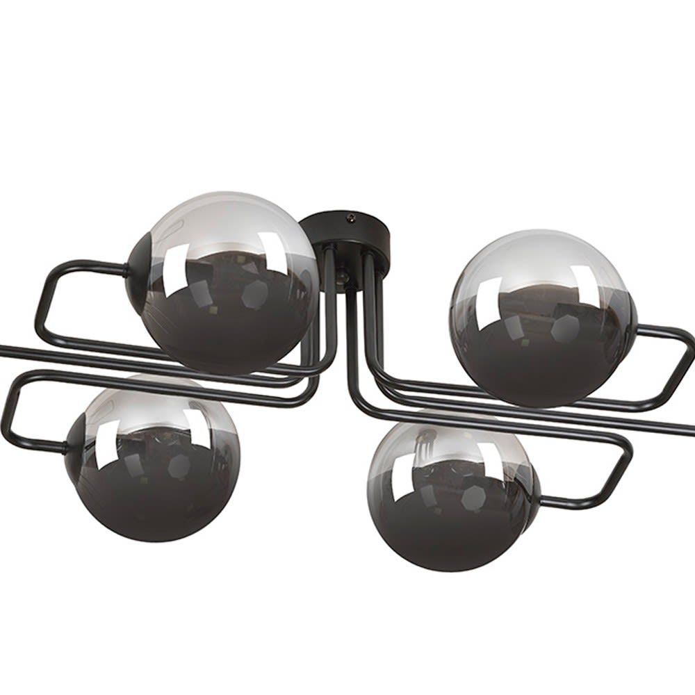 Plafonnier de style vintage avec 6 sphères en verre gris graphite — vue 4