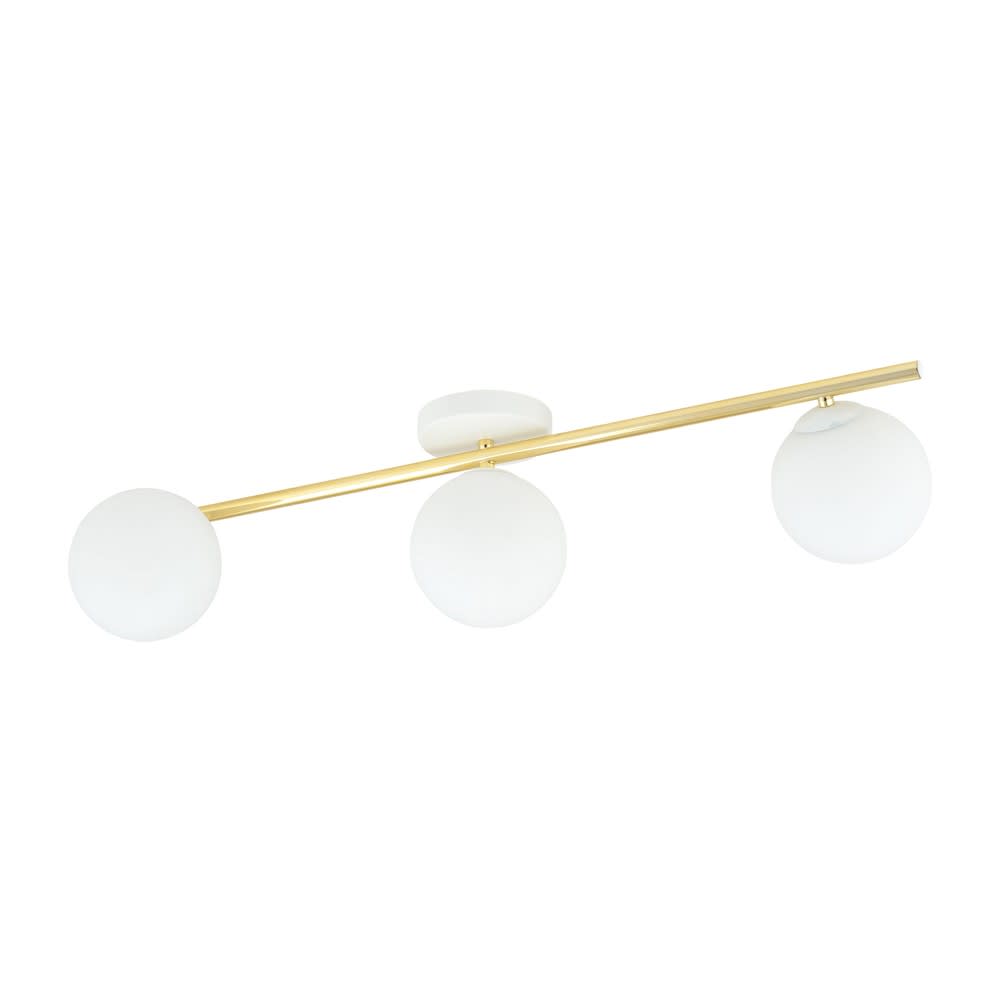 Wonderlamp Deckenleiste im nordischen Stil in Weiß und Gold + 3 weiße Kugeln style modern - Metall