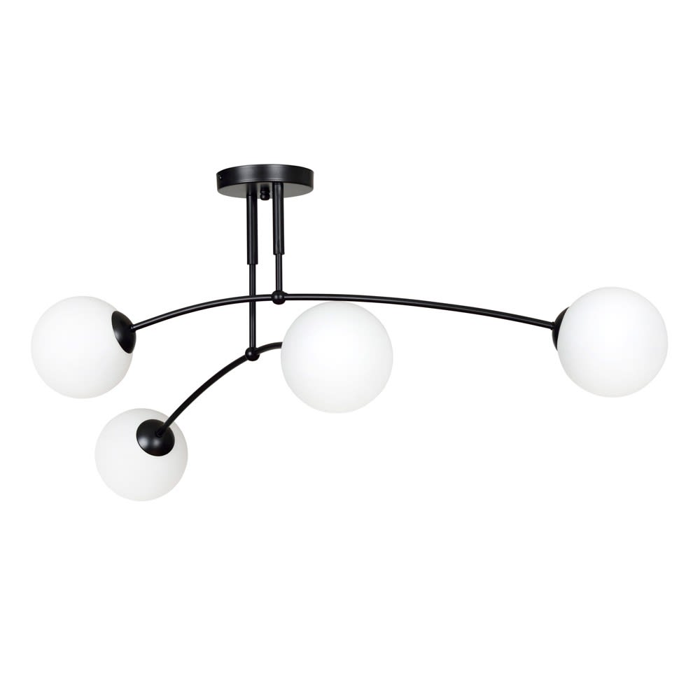 Wonderlamp Schwarze Deckenleuchte im minimalistischen Stil mit 4 Glaskugeln style modern Schwarz Metall