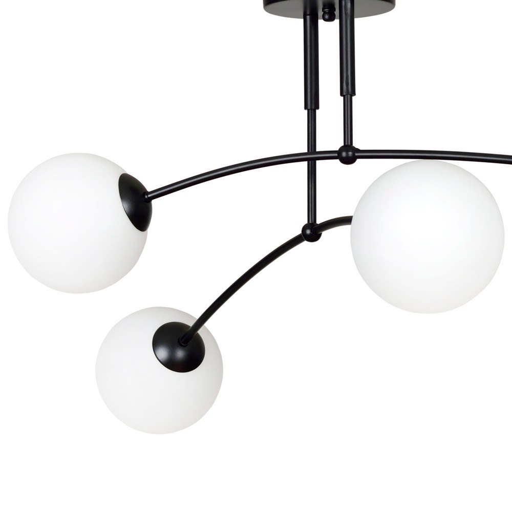 Plafonnier noir de style minimaliste avec 4 sphères en verre — vue 4