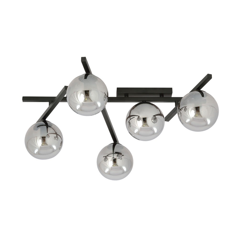 Wonderlamp Deckenleuchte mit 5 schwarzen und grauen Kugeln style modern - Metall