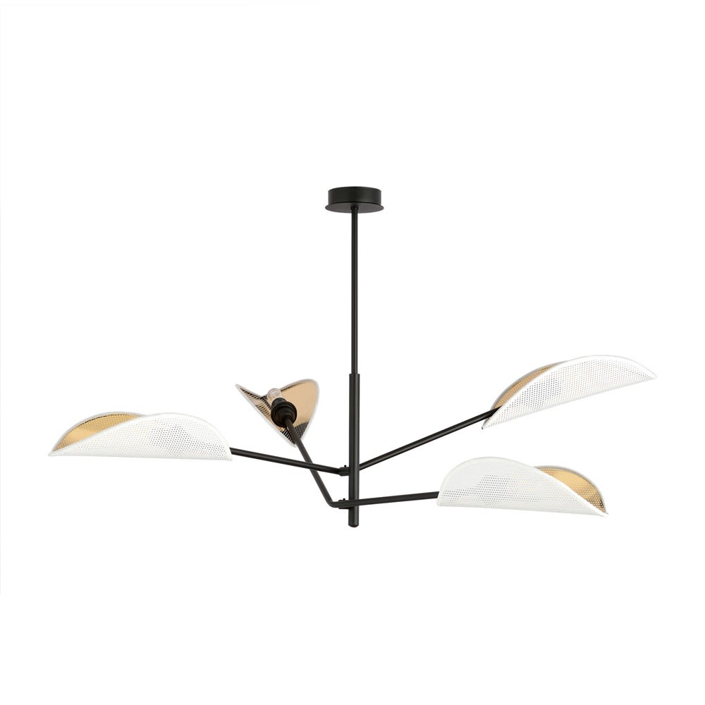 Wonderlamp Verstellbare Hängelampe und 4 weiße Stoffschirme style modern - Stoff