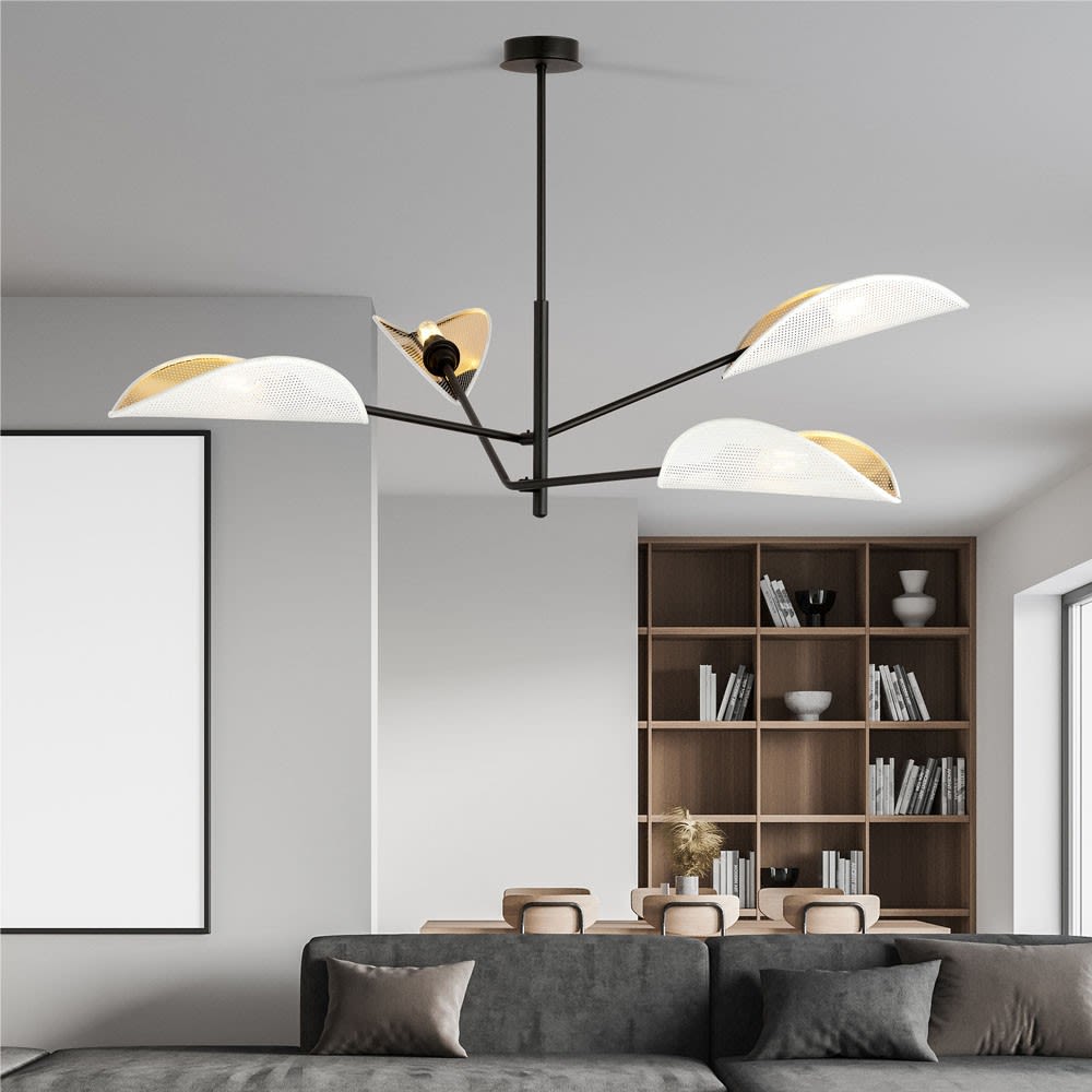 Suspension orientable et 4 abat-jour en tissu blanc — vue 3