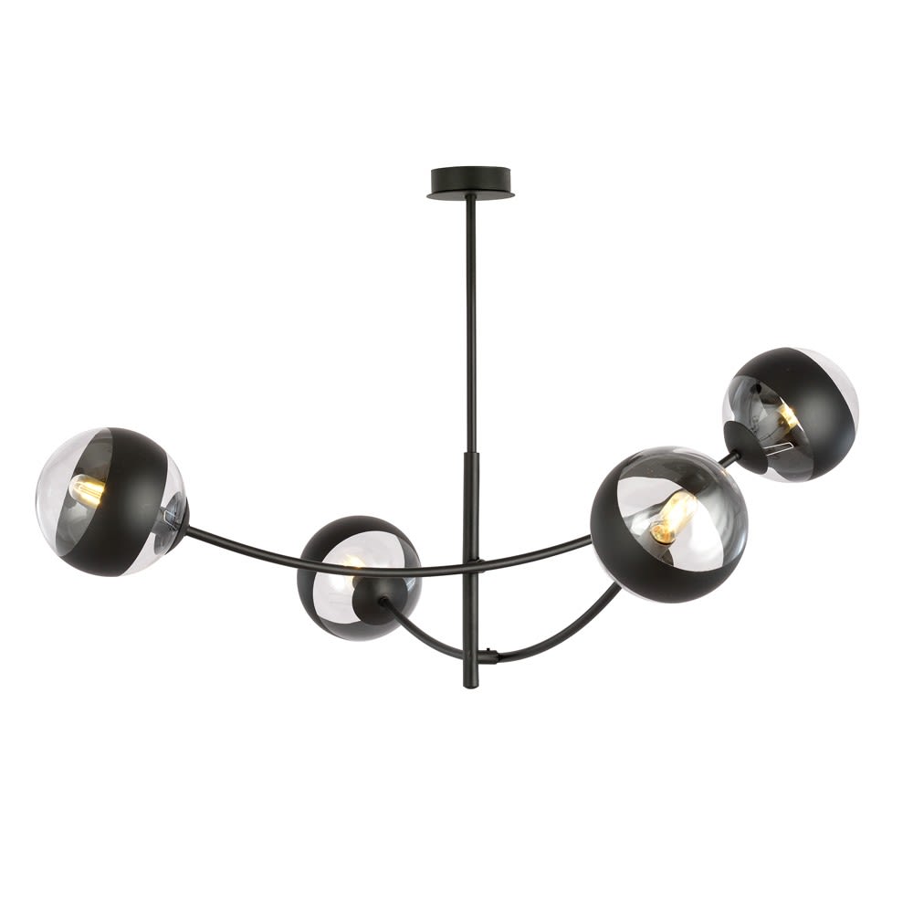Wonderlamp Verstellbare Hängelampe und 4 schwarze transparente Kugeln style modern - Stahl