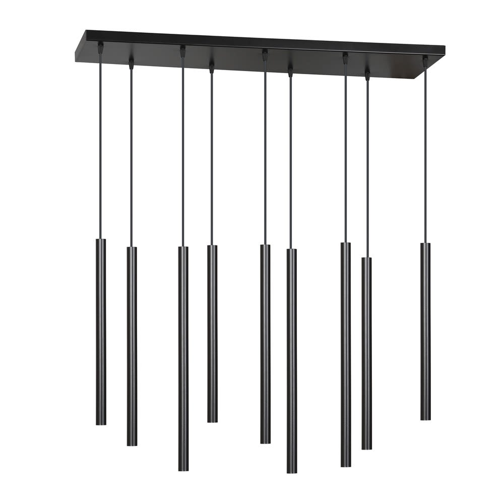 Wonderlamp Pendelleuchte aus Metall mit 9 schwarzen Lampenschirmen style modern - Metall