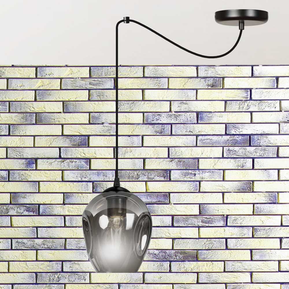 Suspension en métal gris et verre avec câble réglable Max. 200cm — vue 3