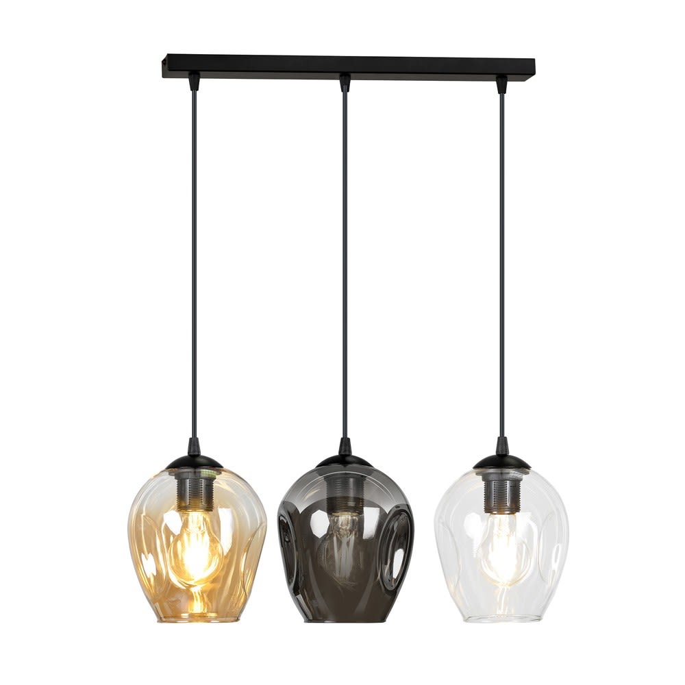 Suspension avec 3 abat-jour multicolores et hauteur réglable