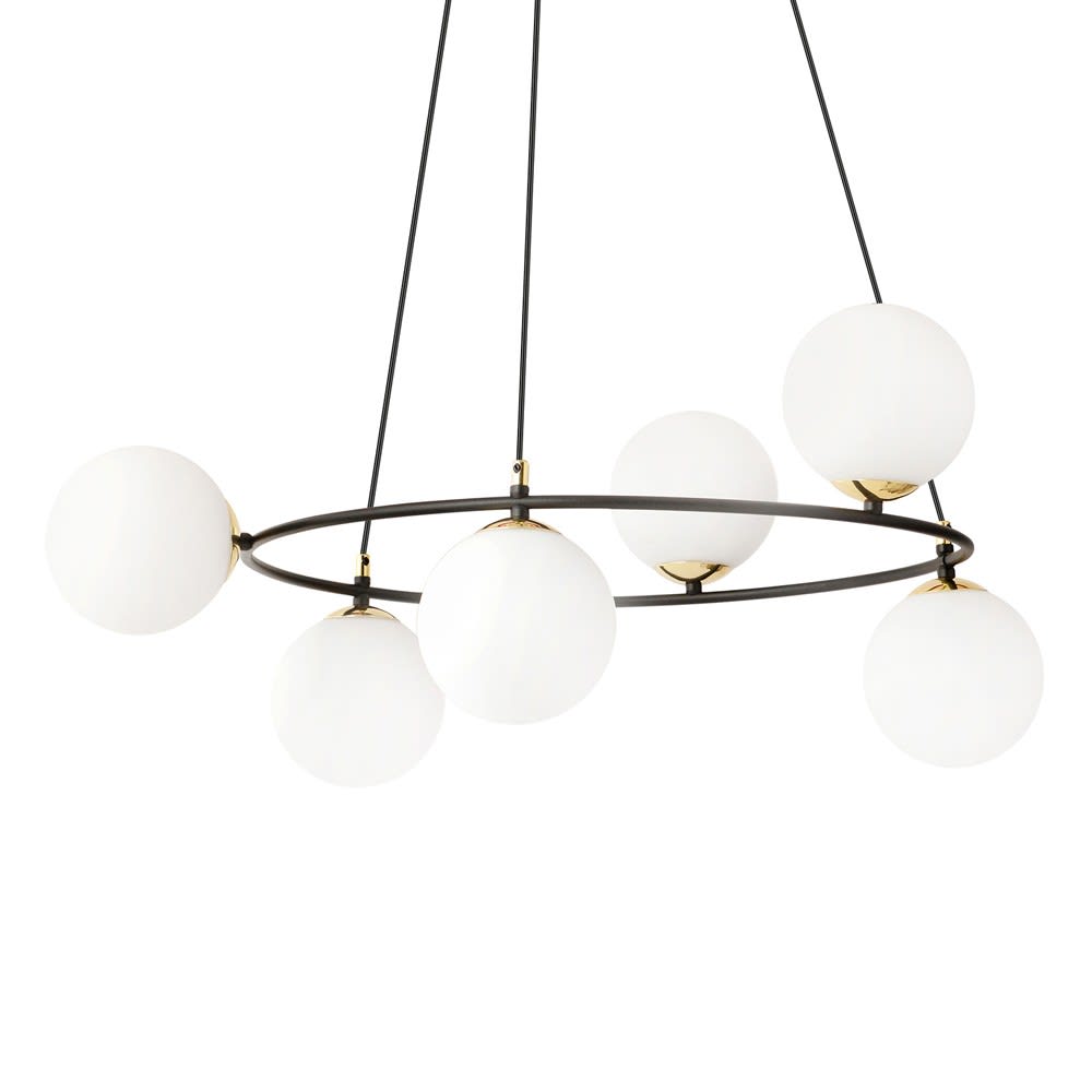 Suspension avec structure en anneau et 6 sphères en verre opale — vue 4