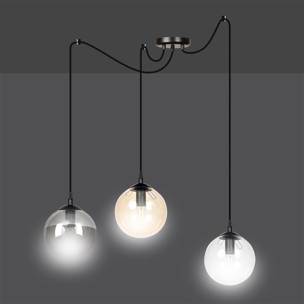 Suspension avec 3 sphères multicolores et câbles mobiles — vue 4