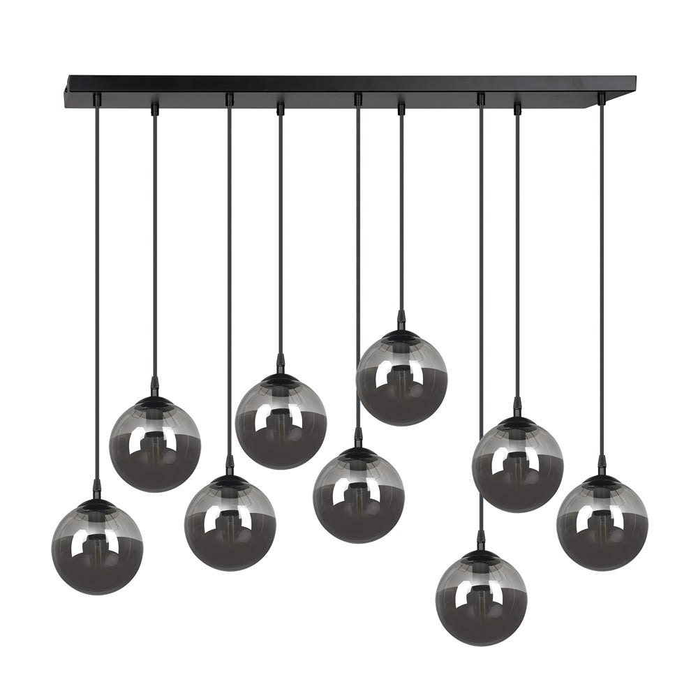 Suspension de style vintage avec 9 sphères de verre gris