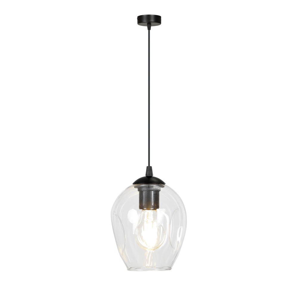 Suspension à hauteur réglable et abat-jour en verre