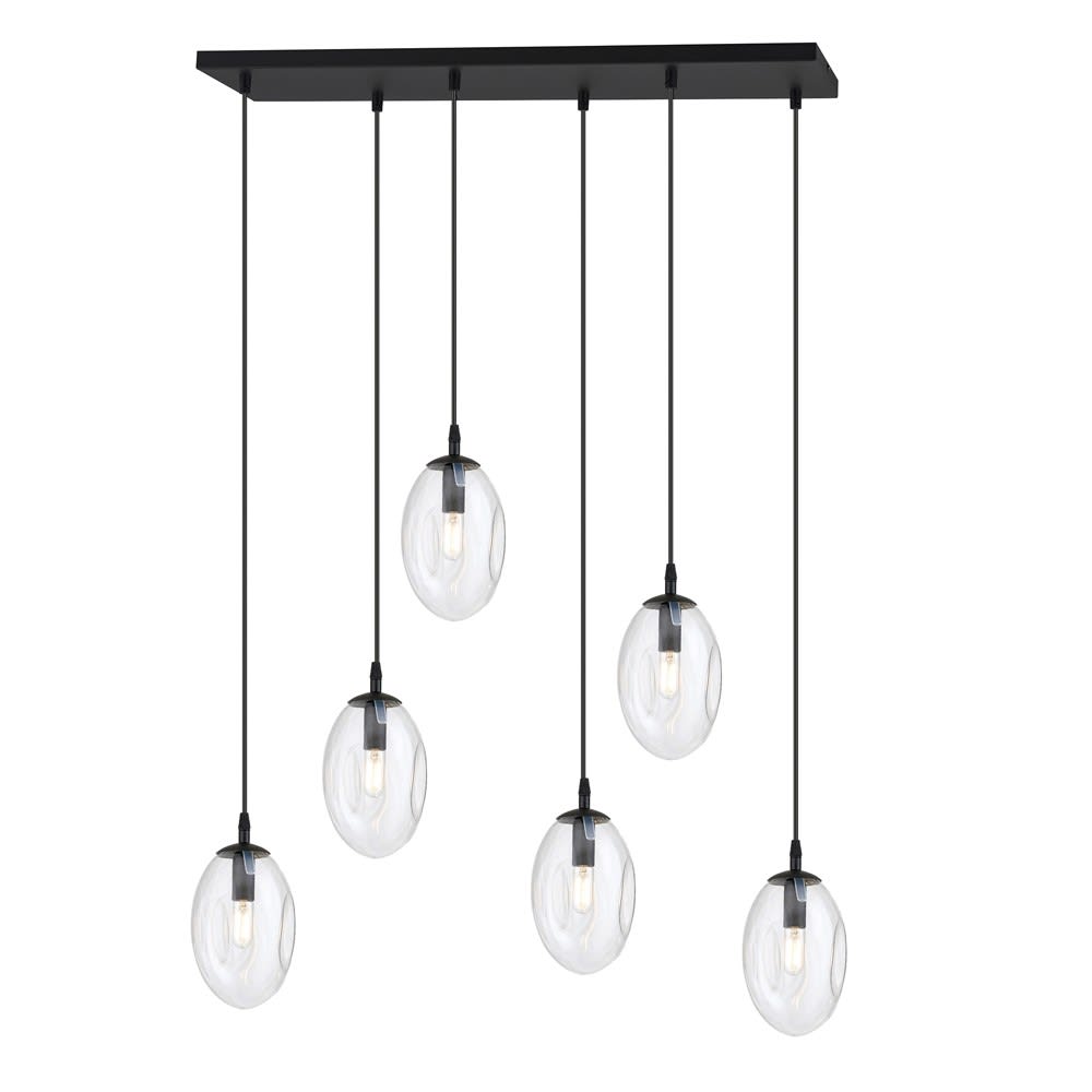 Wonderlamp Hängeleuchte mit 6 verstellbaren transparenten Kugeln Max 100 style modern Schwarz Kristall