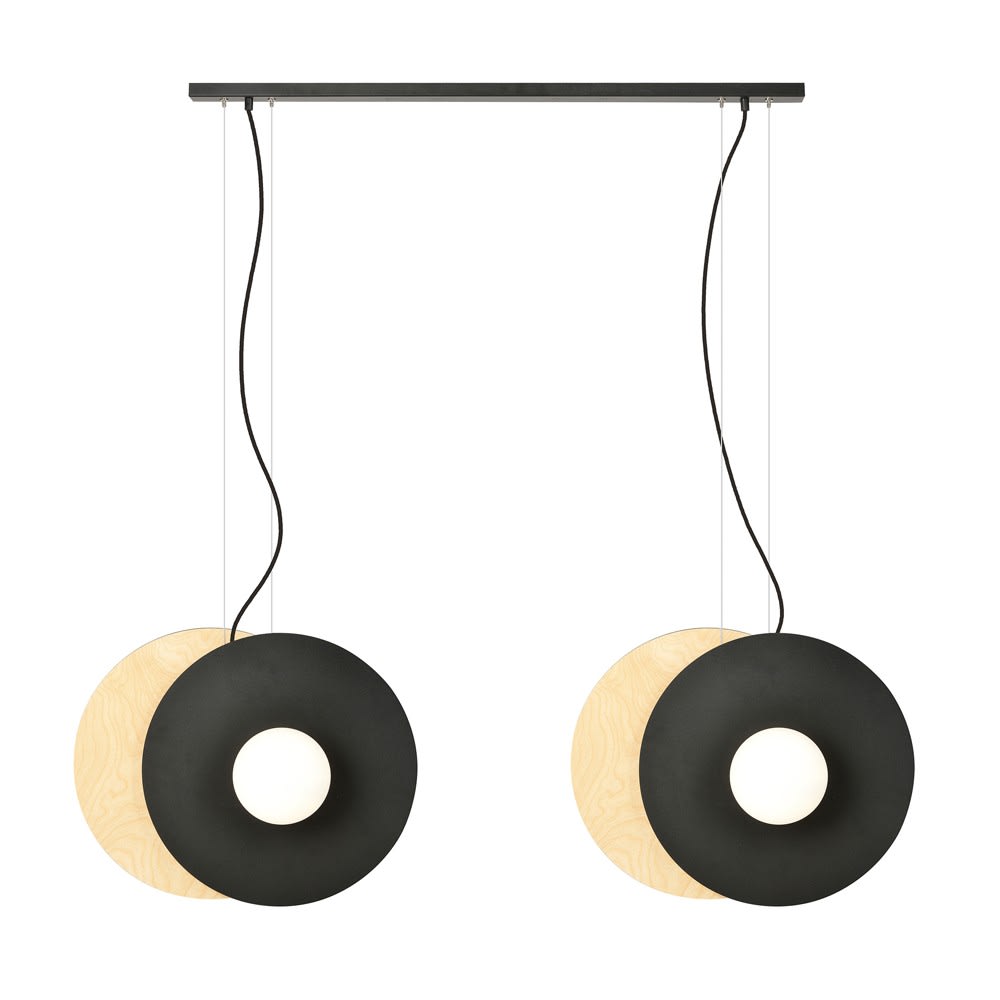 Suspension avec 4 sphères d'opale et pièces en acier contreplaqué