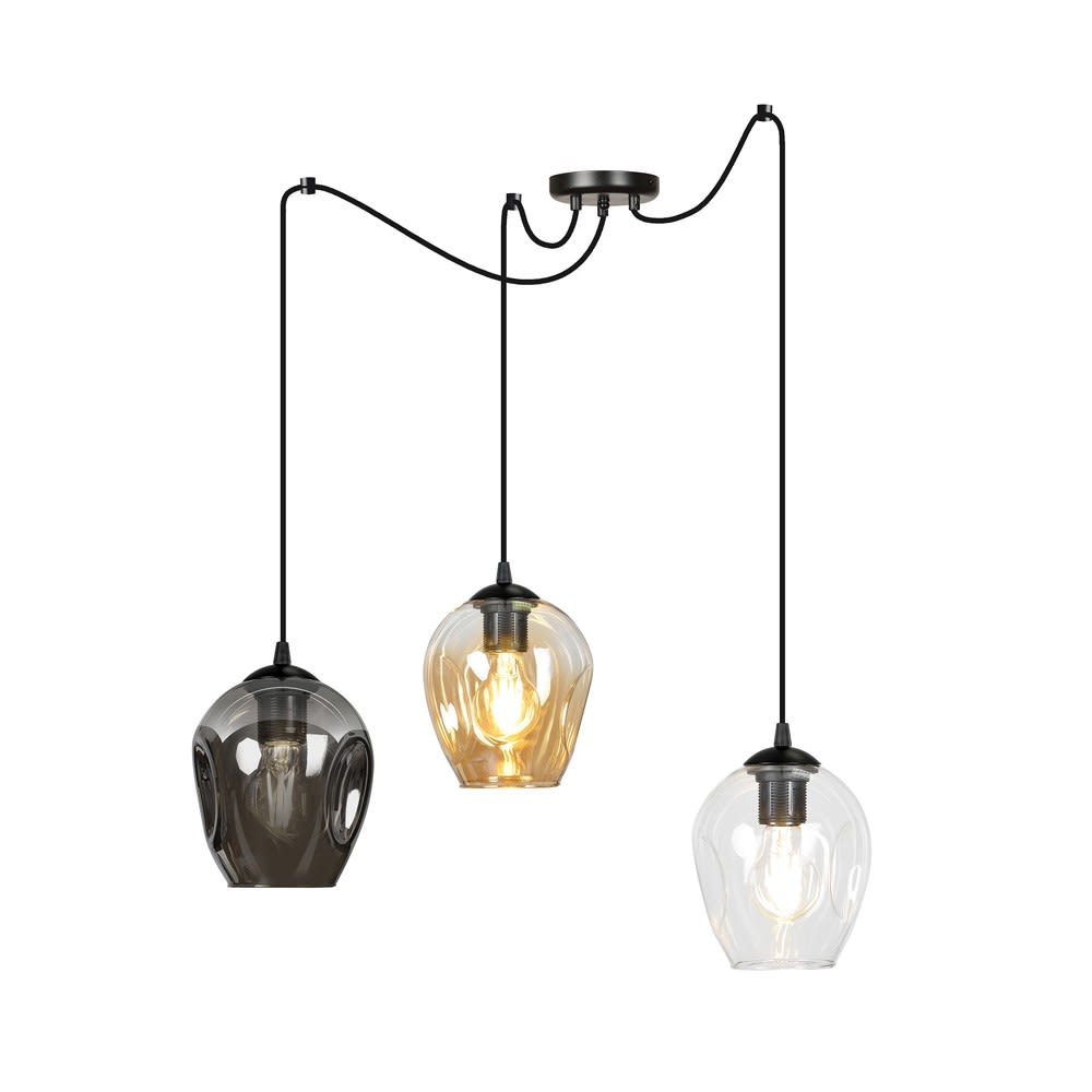 Suspension avec abat-jour en verre et hauteur réglable Máx. 200cm