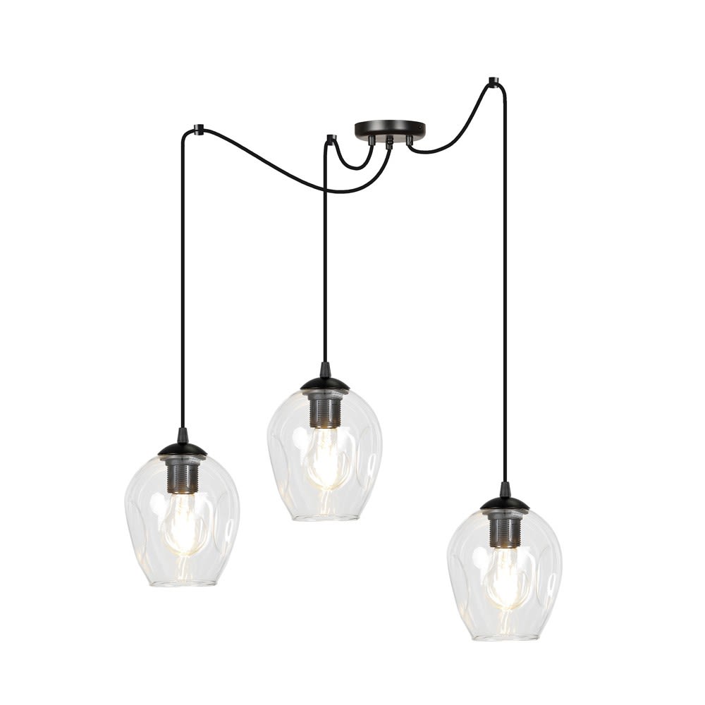 Suspension avec abat-jour en verre transparent réglables