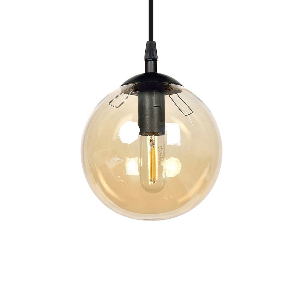 Suspension avec câbles réglable Max. 200cm et 5 sphères ambrées — vue 4