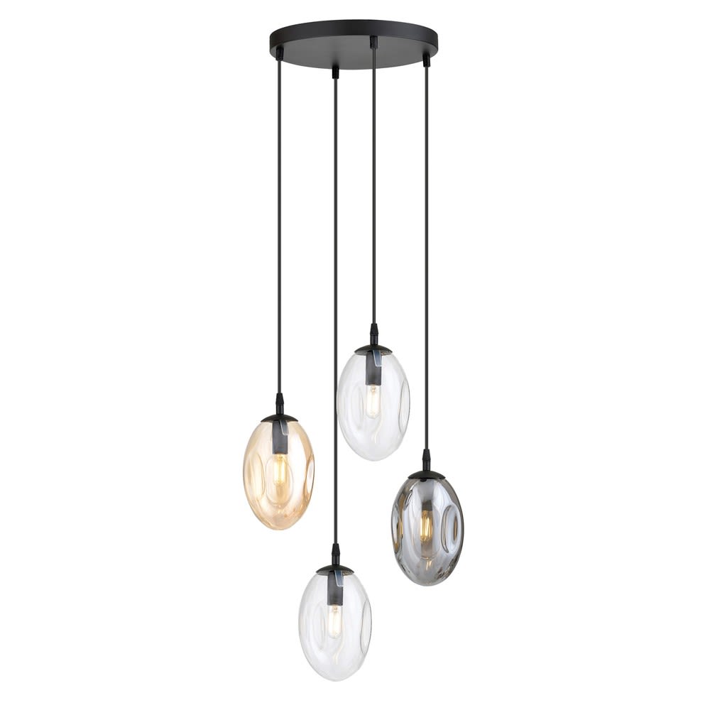 Suspension de style moderne avec 4 sphères multicolores