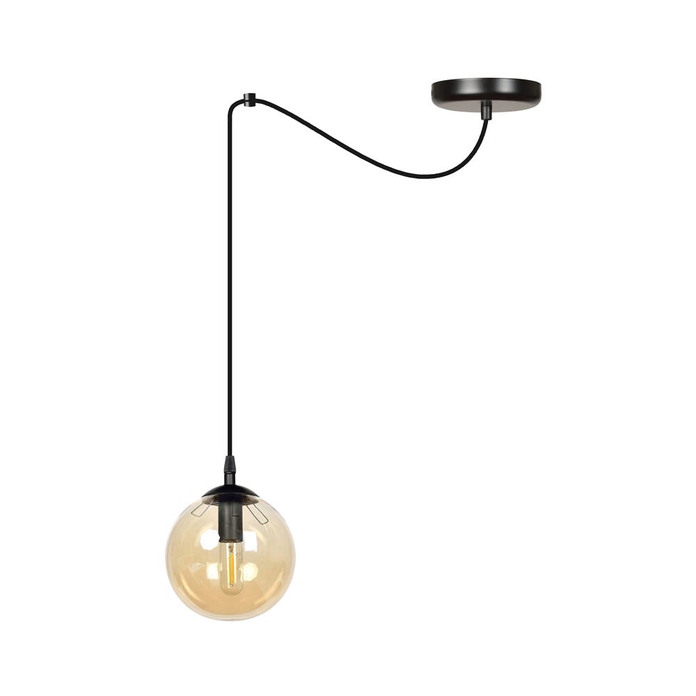 Wonderlamp Hängeleuchte mit beweglichem und höhenverstellbarem Bernsteinkabel style modern Schwarz Kristall